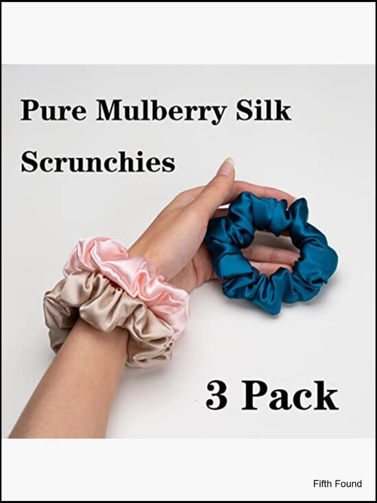 100% Mulberry Silk Hair Scrunchies 3 Pack Strong Elastic No Crease main image 6
